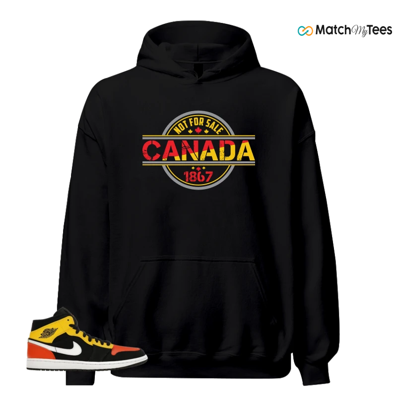 NIKE JORDAN 1 MID BLACK AMARILLO ORANGE SNEAKER Matching Tees hoodie