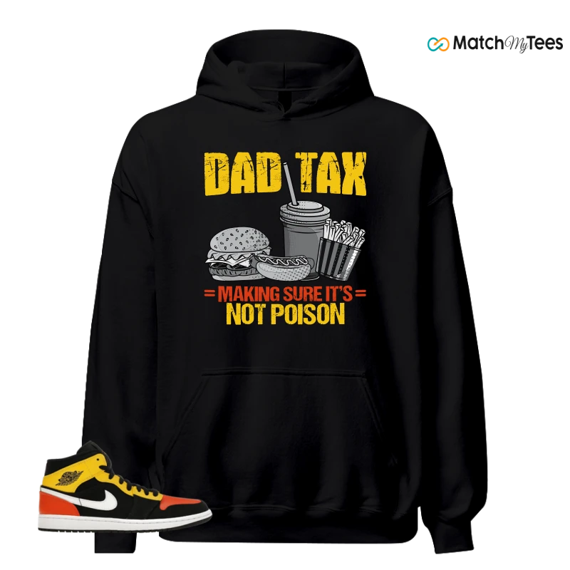 NIKE JORDAN 1 MID BLACK AMARILLO ORANGE SNEAKER Matching Tees hoodie