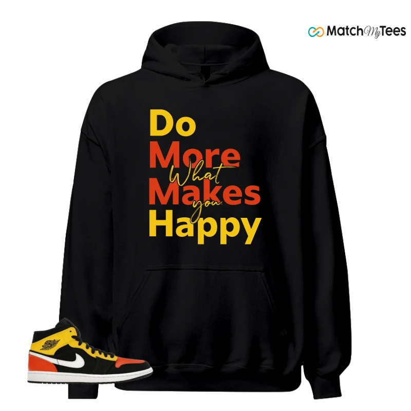 NIKE JORDAN 1 MID BLACK AMARILLO ORANGE SNEAKER Matching Tees hoodie