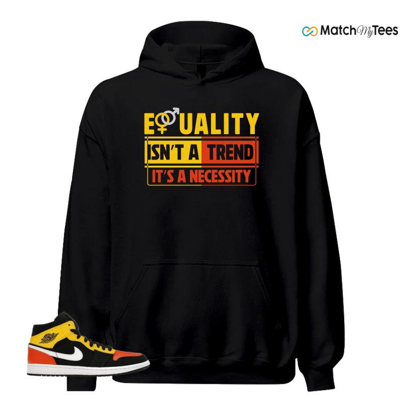 NIKE JORDAN 1 MID BLACK AMARILLO ORANGE SNEAKER Matching Tees hoodie