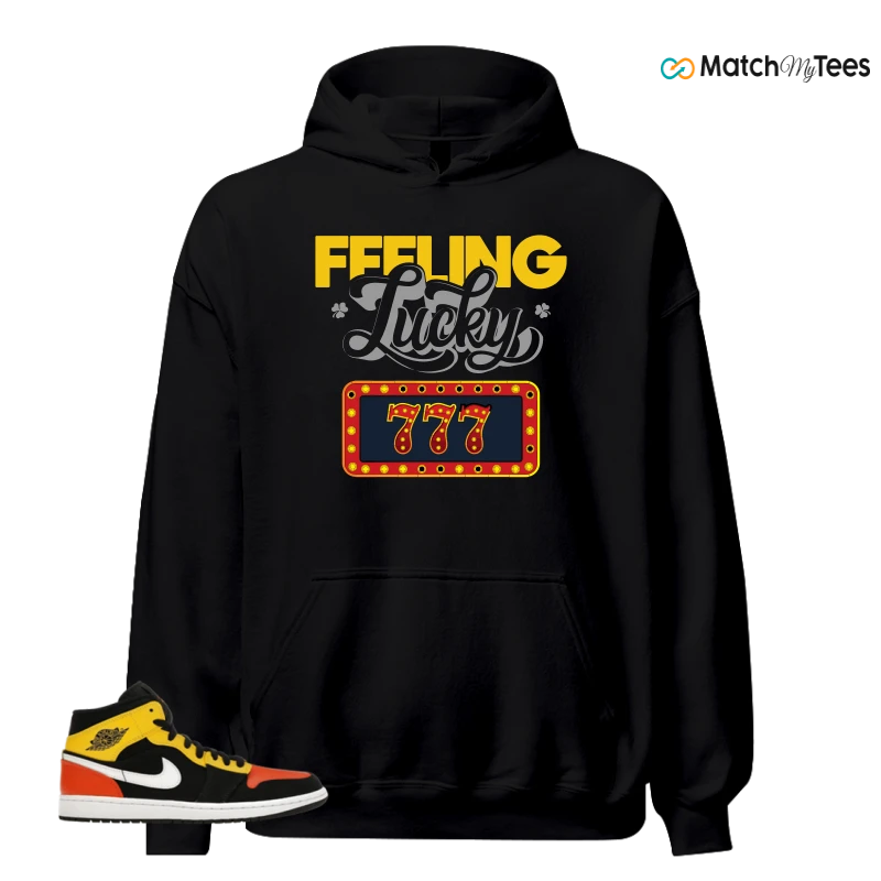 NIKE JORDAN 1 MID BLACK AMARILLO ORANGE SNEAKER Matching Tees hoodie