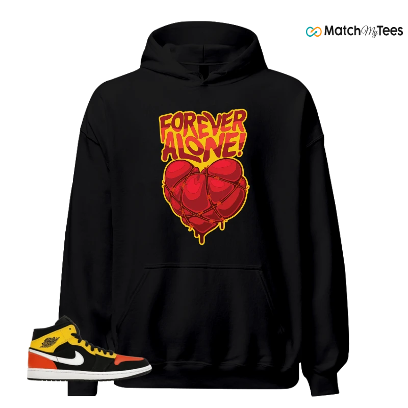 NIKE JORDAN 1 MID BLACK AMARILLO ORANGE SNEAKER Matching Tees hoodie