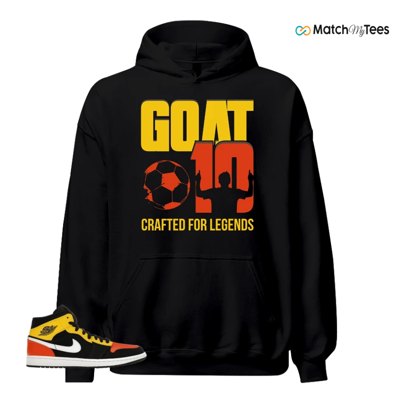 NIKE JORDAN 1 MID BLACK AMARILLO ORANGE SNEAKER Matching Tees hoodie
