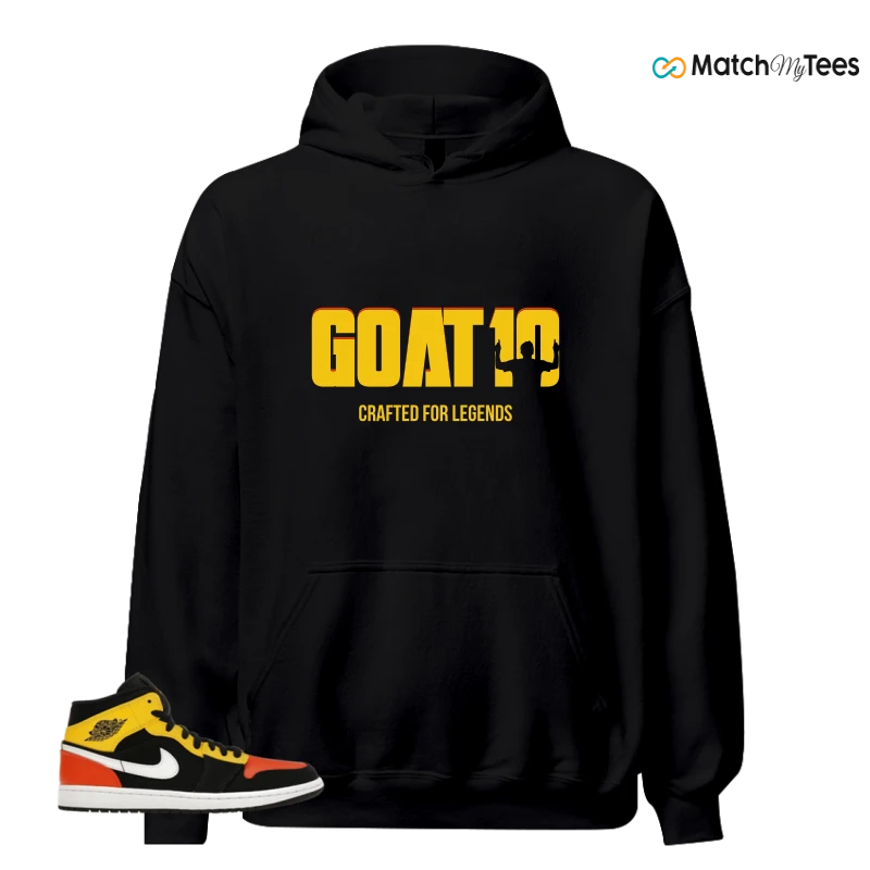 NIKE JORDAN 1 MID BLACK AMARILLO ORANGE SNEAKER Matching Tees hoodie