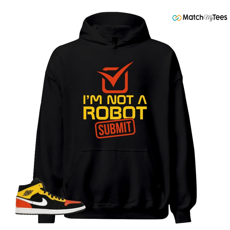 NIKE JORDAN 1 MID BLACK AMARILLO ORANGE SNEAKER Matching Tees hoodie