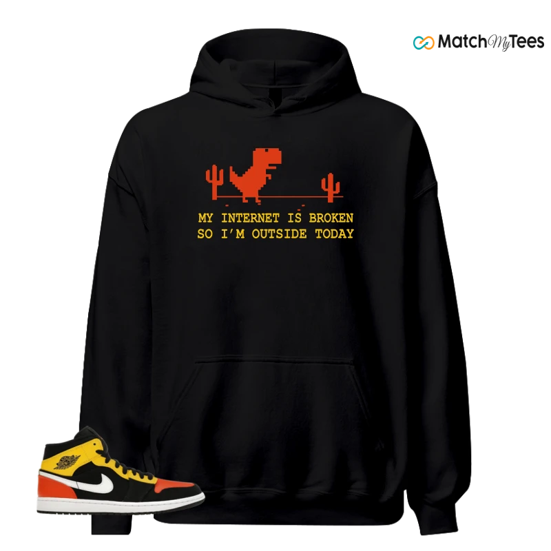 NIKE JORDAN 1 MID BLACK AMARILLO ORANGE SNEAKER Matching Tees hoodie