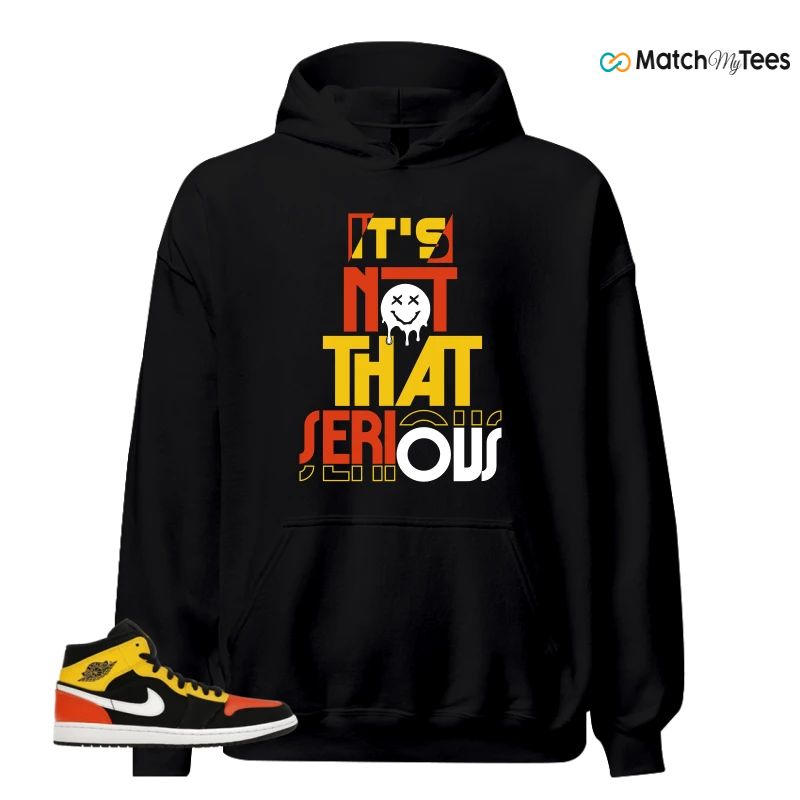 NIKE JORDAN 1 MID BLACK AMARILLO ORANGE SNEAKER Matching Tees hoodie