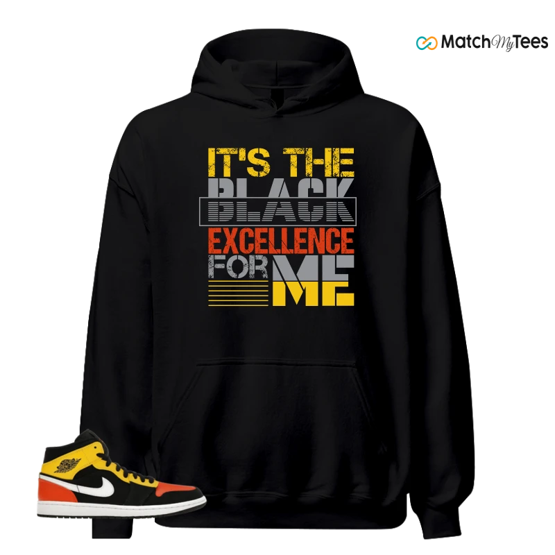 NIKE JORDAN 1 MID BLACK AMARILLO ORANGE SNEAKER Matching Tees hoodie