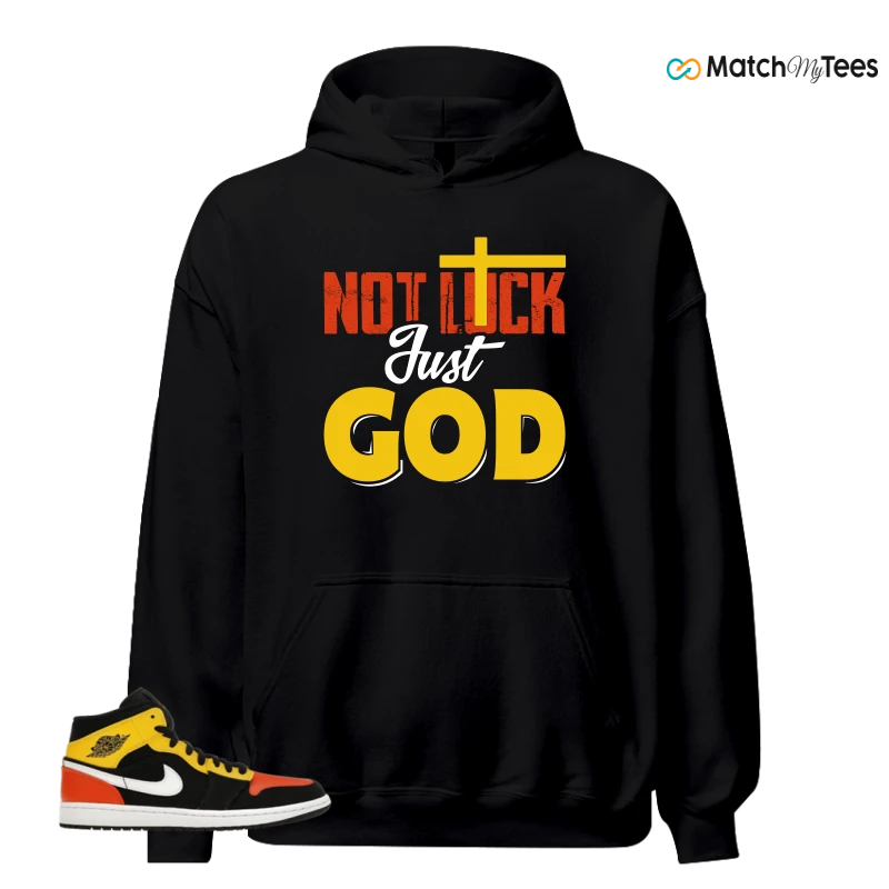 NIKE JORDAN 1 MID BLACK AMARILLO ORANGE SNEAKER Matching Tees hoodie