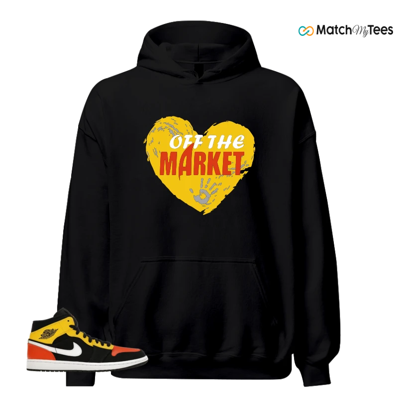 NIKE JORDAN 1 MID BLACK AMARILLO ORANGE SNEAKER Matching Tees hoodie