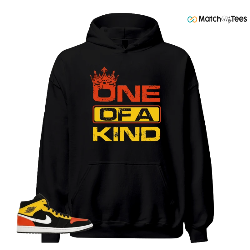 NIKE JORDAN 1 MID BLACK AMARILLO ORANGE SNEAKER Matching Tees hoodie