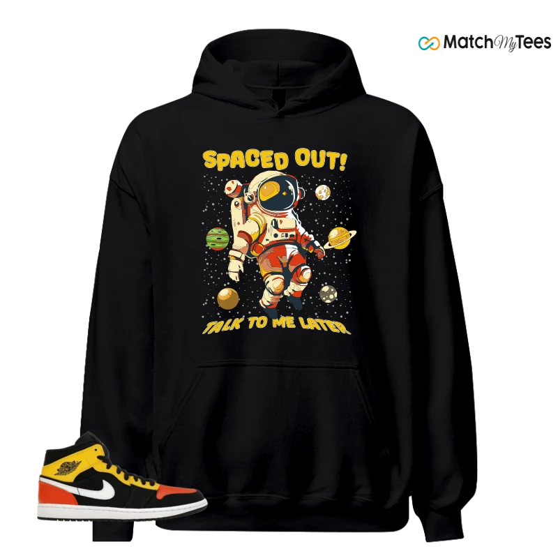 NIKE JORDAN 1 MID BLACK AMARILLO ORANGE SNEAKER Matching Tees hoodie