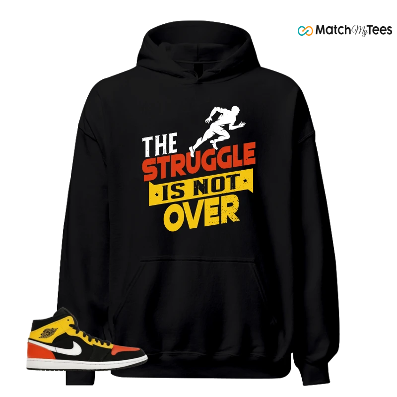 NIKE JORDAN 1 MID BLACK AMARILLO ORANGE SNEAKER Matching Tees hoodie