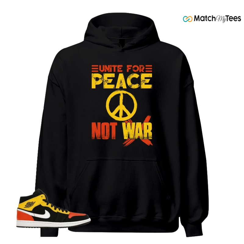 NIKE JORDAN 1 MID BLACK AMARILLO ORANGE SNEAKER Matching Tees hoodie