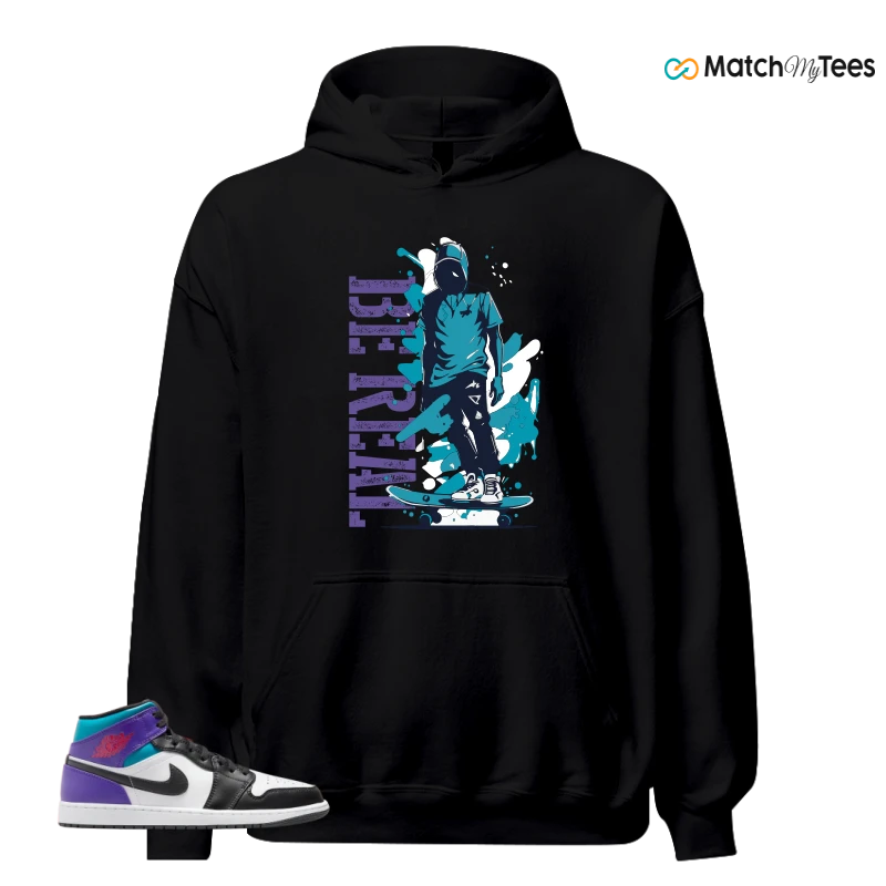 NIKE JORDAN 1 MID GRAPE SNEAKER Matching Tees hoodie