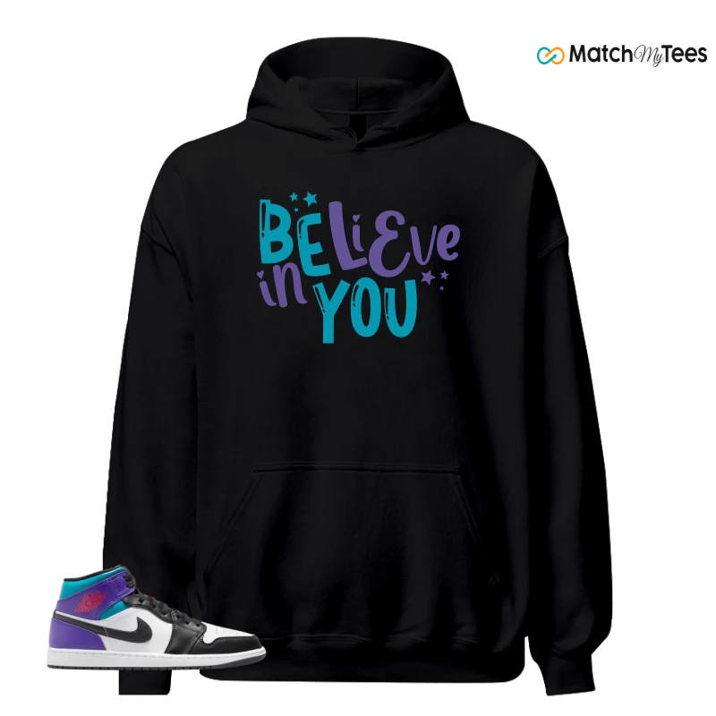 NIKE JORDAN 1 MID GRAPE SNEAKER Matching Tees hoodie