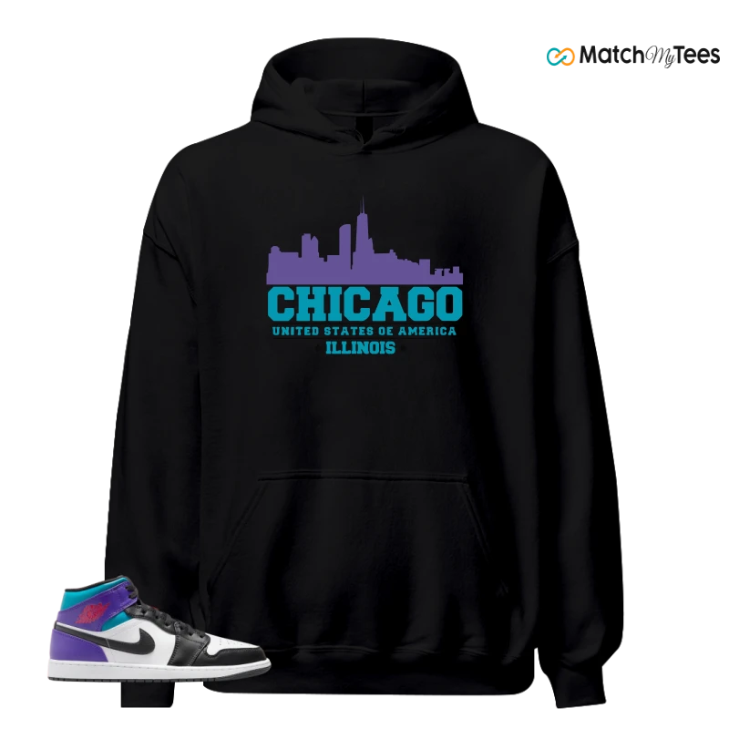 NIKE JORDAN 1 MID GRAPE SNEAKER Matching Tees hoodie