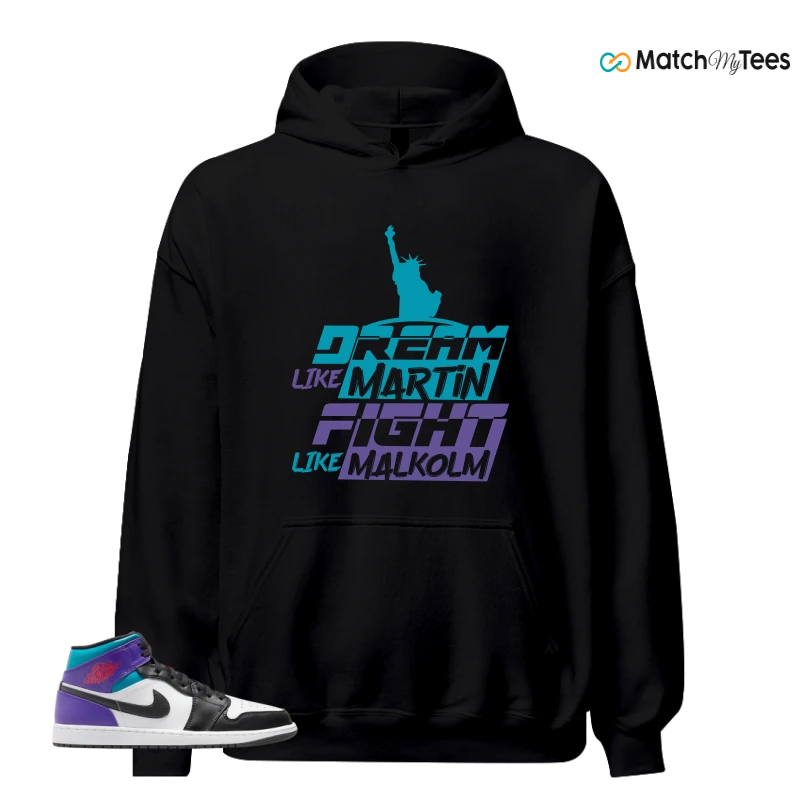 NIKE JORDAN 1 MID GRAPE SNEAKER Matching Tees hoodie