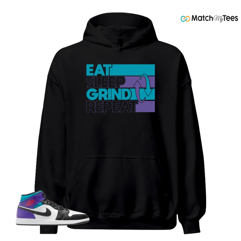 NIKE JORDAN 1 MID GRAPE SNEAKER Matching Tees hoodie