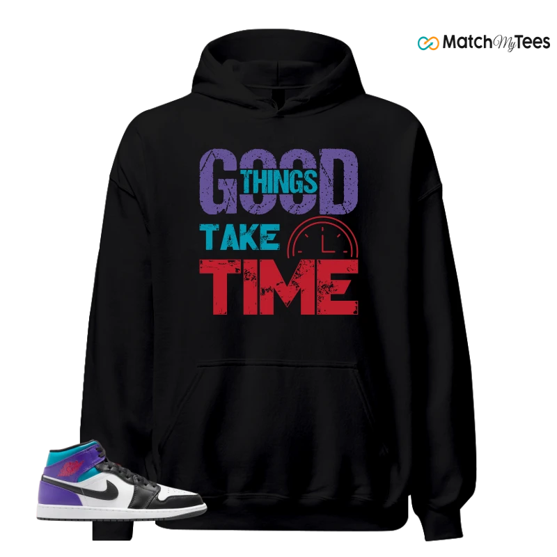 NIKE JORDAN 1 MID GRAPE SNEAKER Matching Tees hoodie