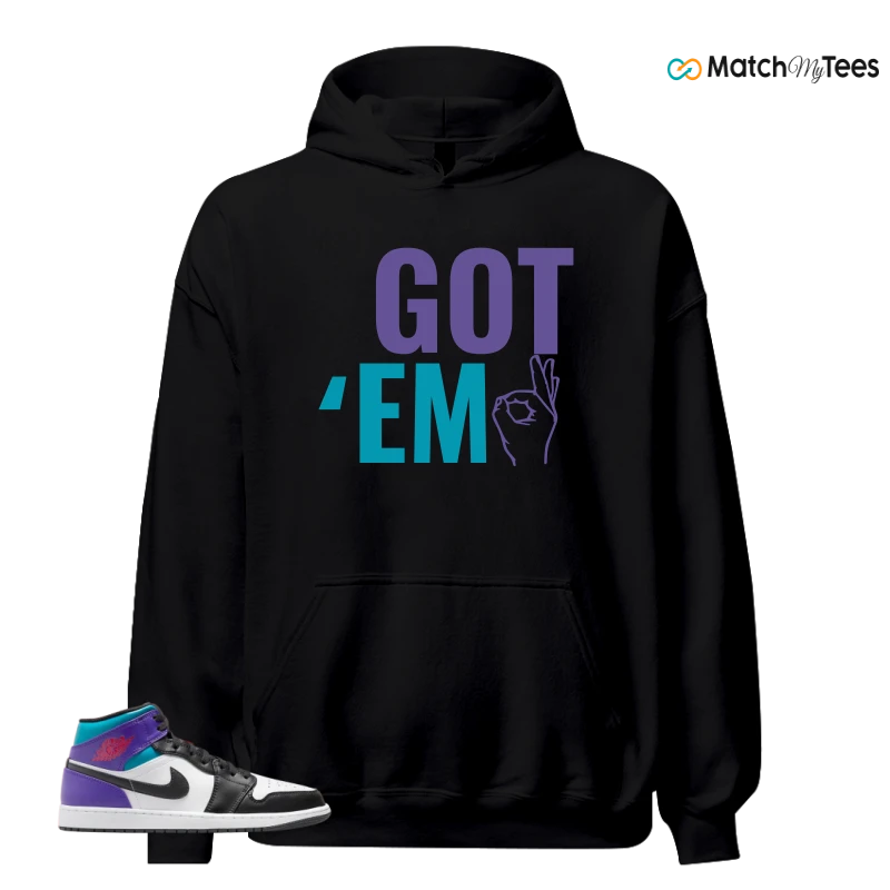 NIKE JORDAN 1 MID GRAPE SNEAKER Matching Tees hoodie