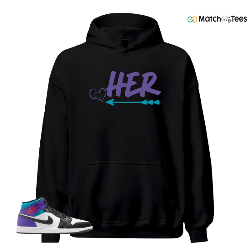 NIKE JORDAN 1 MID GRAPE SNEAKER Matching Tees hoodie