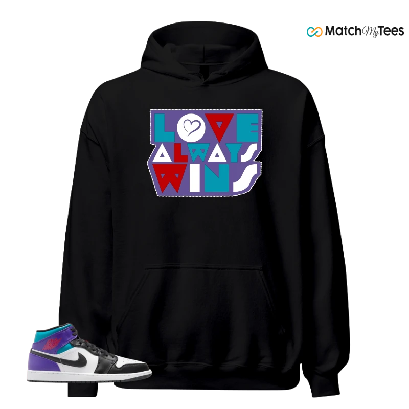 NIKE JORDAN 1 MID GRAPE SNEAKER Matching Tees hoodie