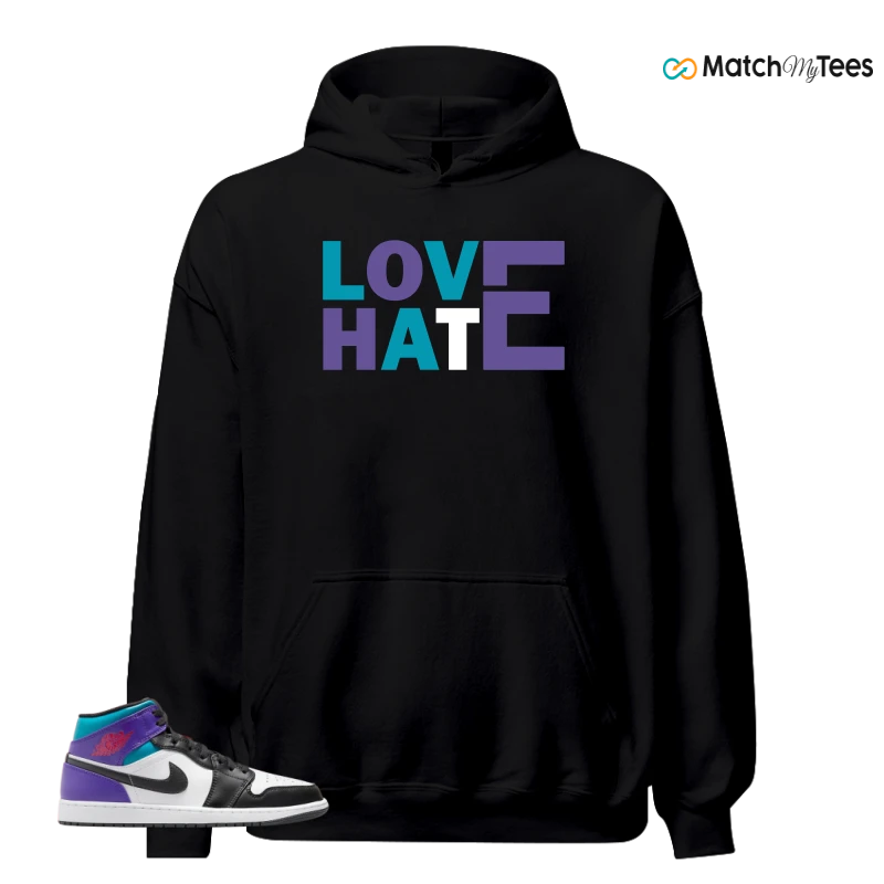 Love Hate Black matching Hoodie Hoodie