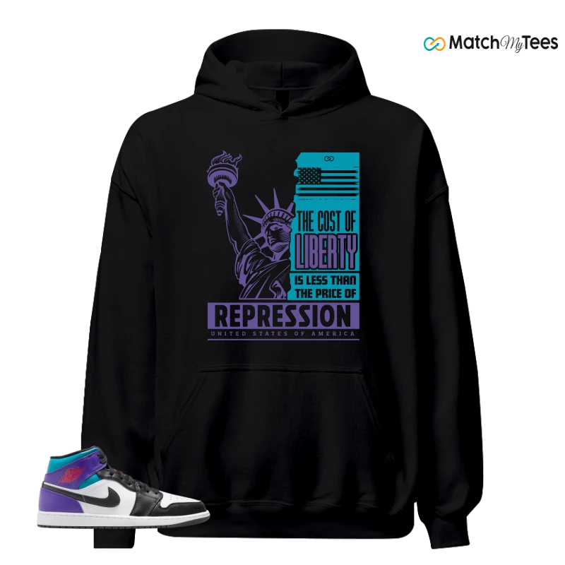 NIKE JORDAN 1 MID GRAPE SNEAKER Matching Tees hoodie