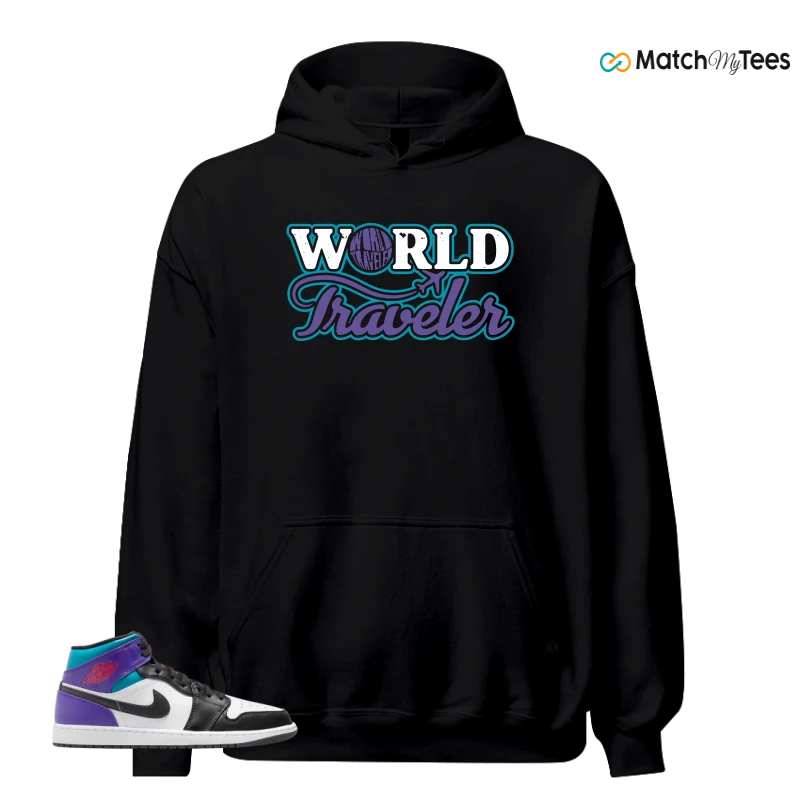 NIKE JORDAN 1 MID GRAPE SNEAKER Matching Tees hoodie