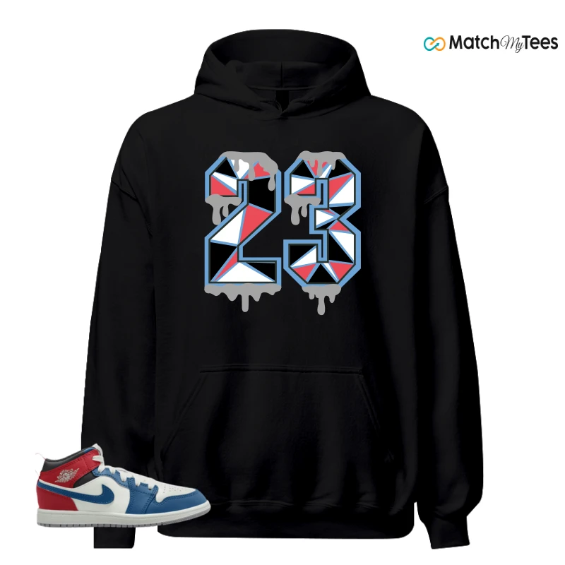 NIKE JORDAN 1 MID TRUE BLUE VARSITY RED (PS) SNEAKER Matching Tees hoodie