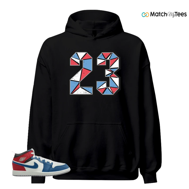 NIKE JORDAN 1 MID TRUE BLUE VARSITY RED (PS) SNEAKER Matching Tees hoodie