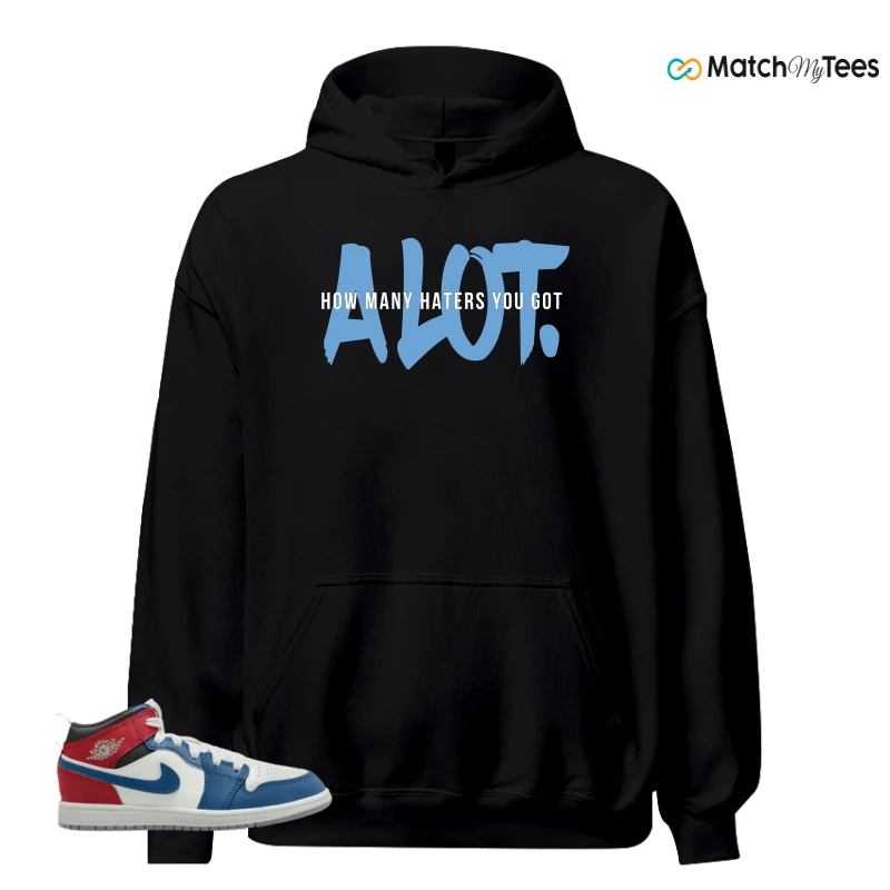 NIKE JORDAN 1 MID TRUE BLUE VARSITY RED (PS) SNEAKER Matching Tees hoodie