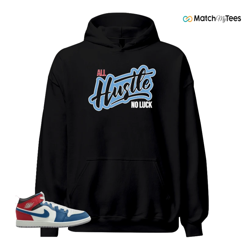 NIKE JORDAN 1 MID TRUE BLUE VARSITY RED (PS) SNEAKER Matching Tees hoodie