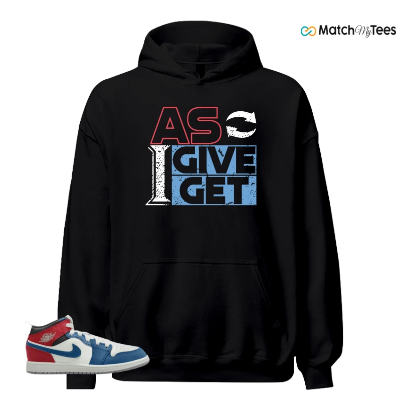 NIKE JORDAN 1 MID TRUE BLUE VARSITY RED (PS) SNEAKER Matching Tees hoodie