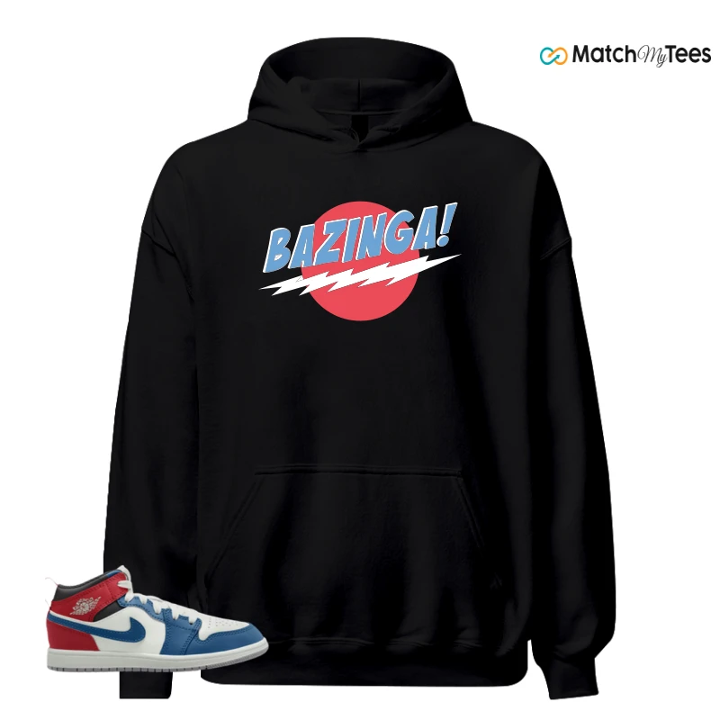NIKE JORDAN 1 MID TRUE BLUE VARSITY RED (PS) SNEAKER Matching Tees hoodie