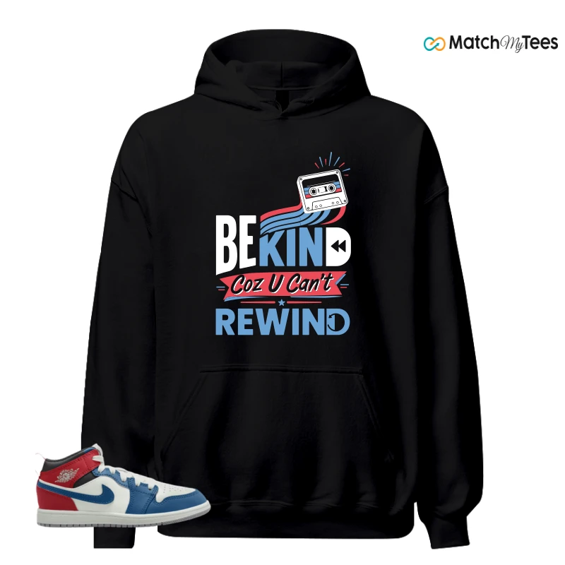 NIKE JORDAN 1 MID TRUE BLUE VARSITY RED (PS) SNEAKER Matching Tees hoodie
