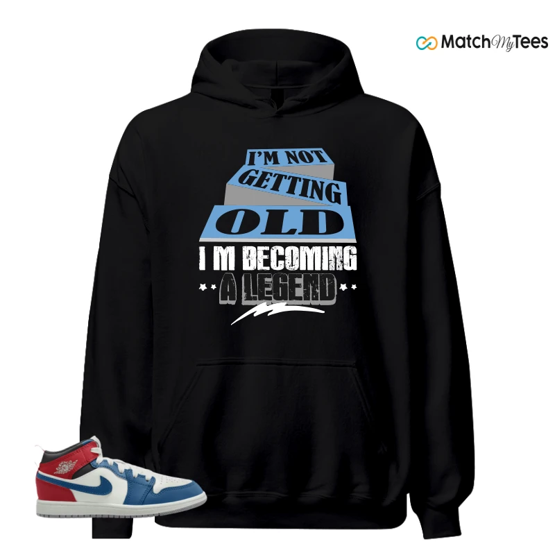 NIKE JORDAN 1 MID TRUE BLUE VARSITY RED (PS) SNEAKER Matching Tees hoodie