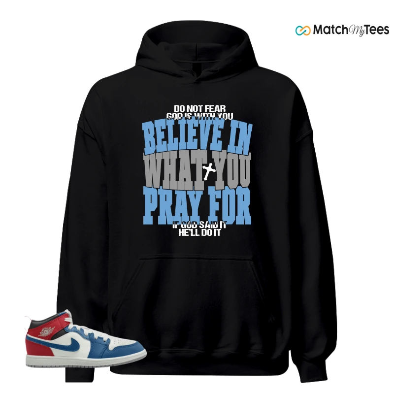 NIKE JORDAN 1 MID TRUE BLUE VARSITY RED (PS) SNEAKER Matching Tees hoodie
