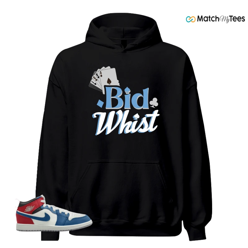 NIKE JORDAN 1 MID TRUE BLUE VARSITY RED (PS) SNEAKER Matching Tees hoodie