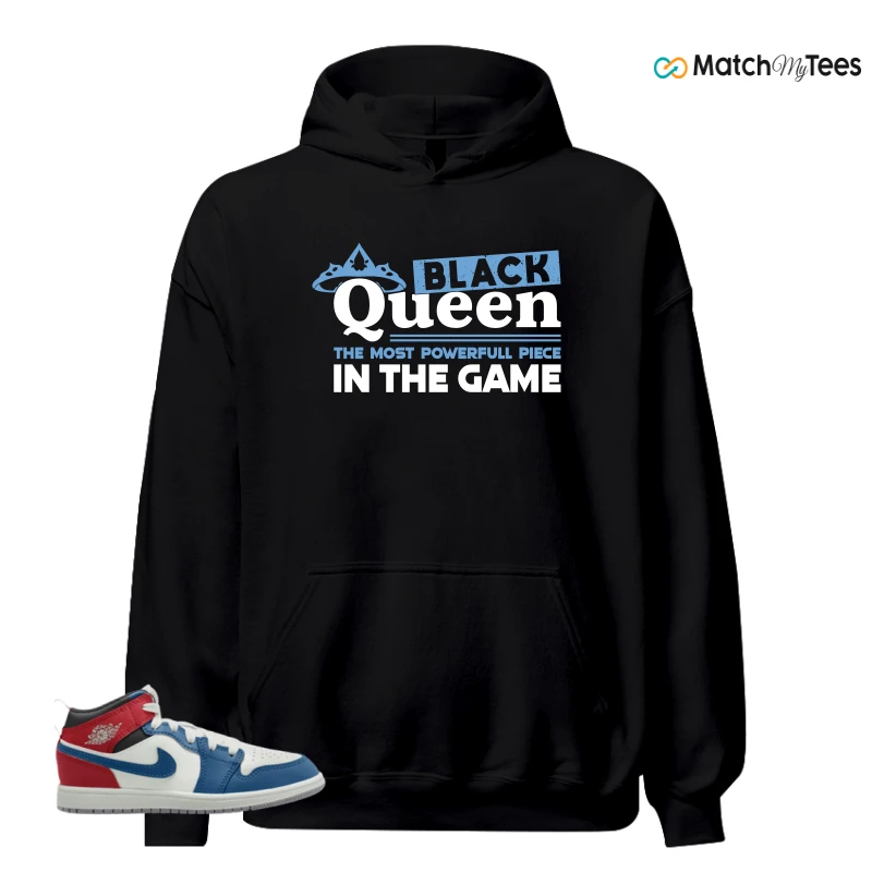 NIKE JORDAN 1 MID TRUE BLUE VARSITY RED (PS) SNEAKER Matching Tees hoodie