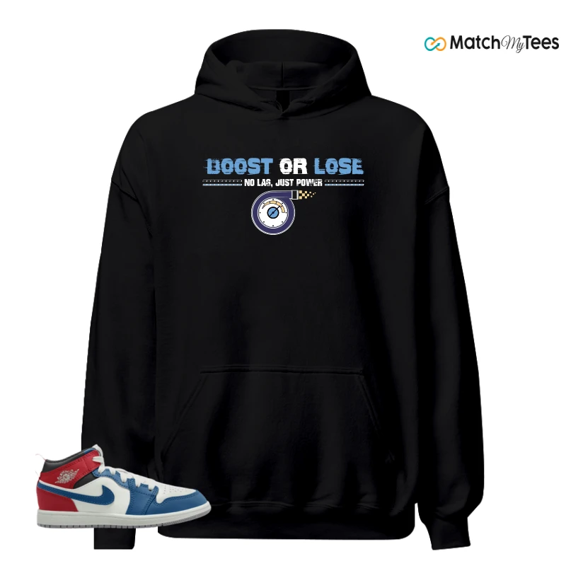 NIKE JORDAN 1 MID TRUE BLUE VARSITY RED (PS) SNEAKER Matching Tees hoodie