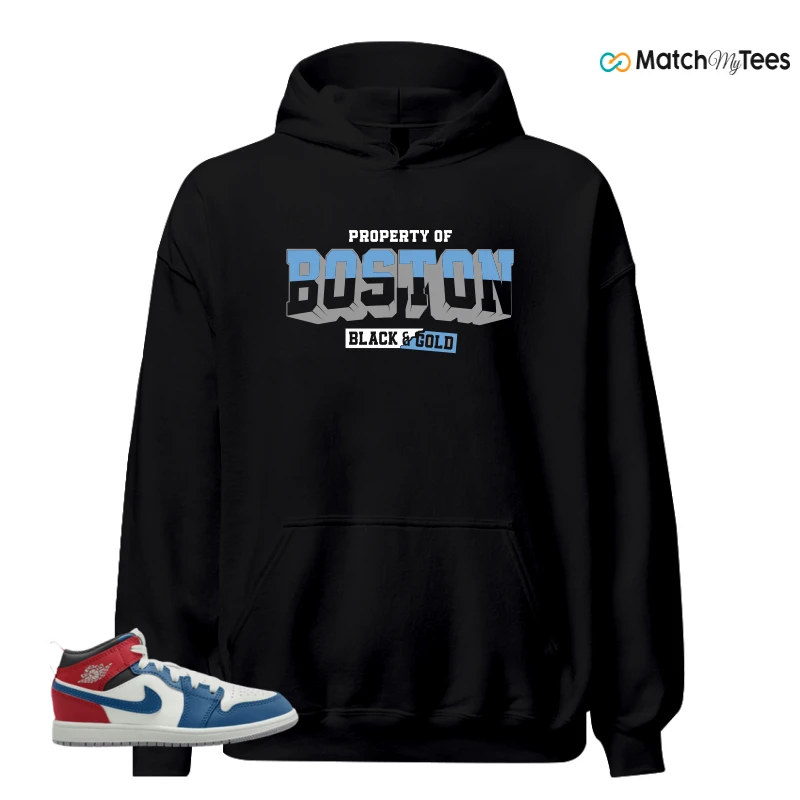 NIKE JORDAN 1 MID TRUE BLUE VARSITY RED (PS) SNEAKER Matching Tees hoodie