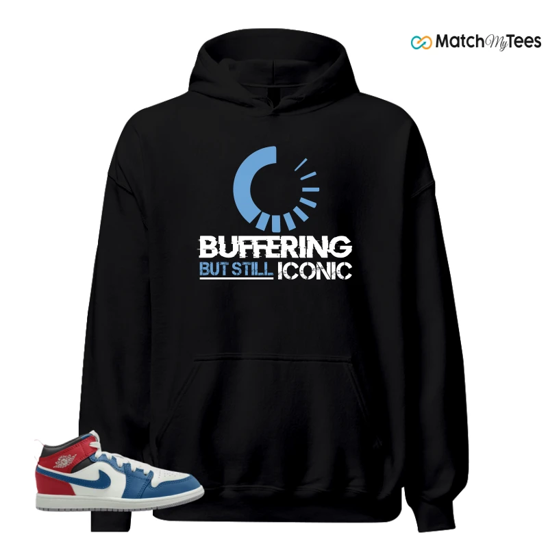NIKE JORDAN 1 MID TRUE BLUE VARSITY RED (PS) SNEAKER Matching Tees hoodie