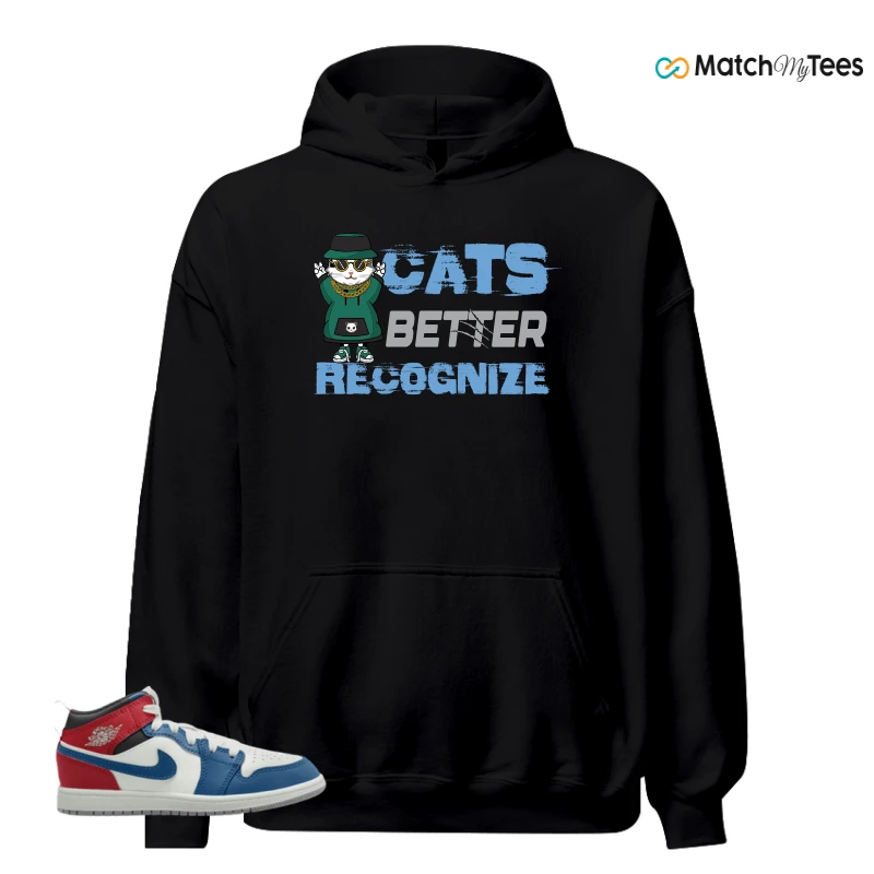 NIKE JORDAN 1 MID TRUE BLUE VARSITY RED (PS) SNEAKER Matching Tees hoodie