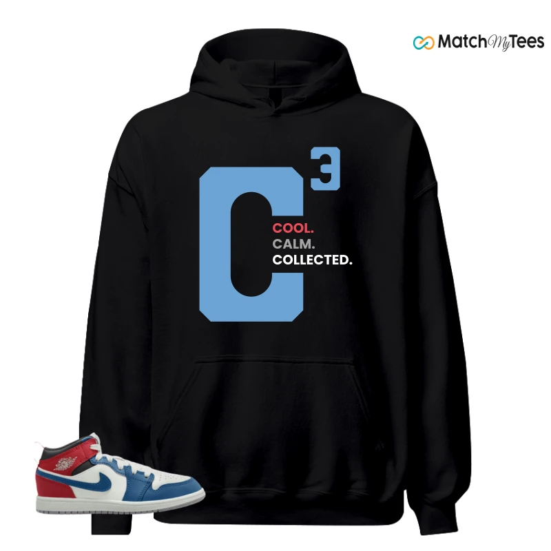 NIKE JORDAN 1 MID TRUE BLUE VARSITY RED (PS) SNEAKER Matching Tees hoodie