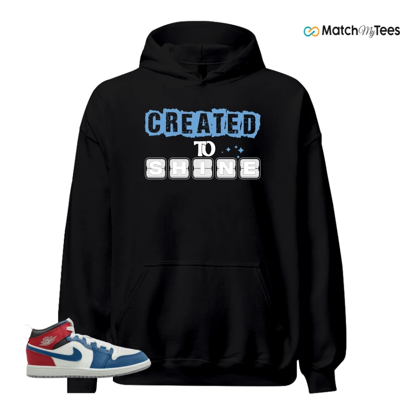 NIKE JORDAN 1 MID TRUE BLUE VARSITY RED (PS) SNEAKER Matching Tees hoodie