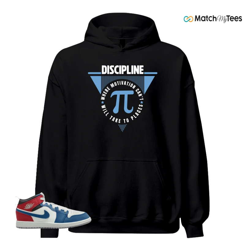 NIKE JORDAN 1 MID TRUE BLUE VARSITY RED (PS) SNEAKER Matching Tees hoodie