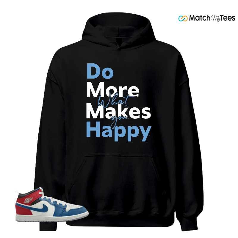 NIKE JORDAN 1 MID TRUE BLUE VARSITY RED (PS) SNEAKER Matching Tees hoodie