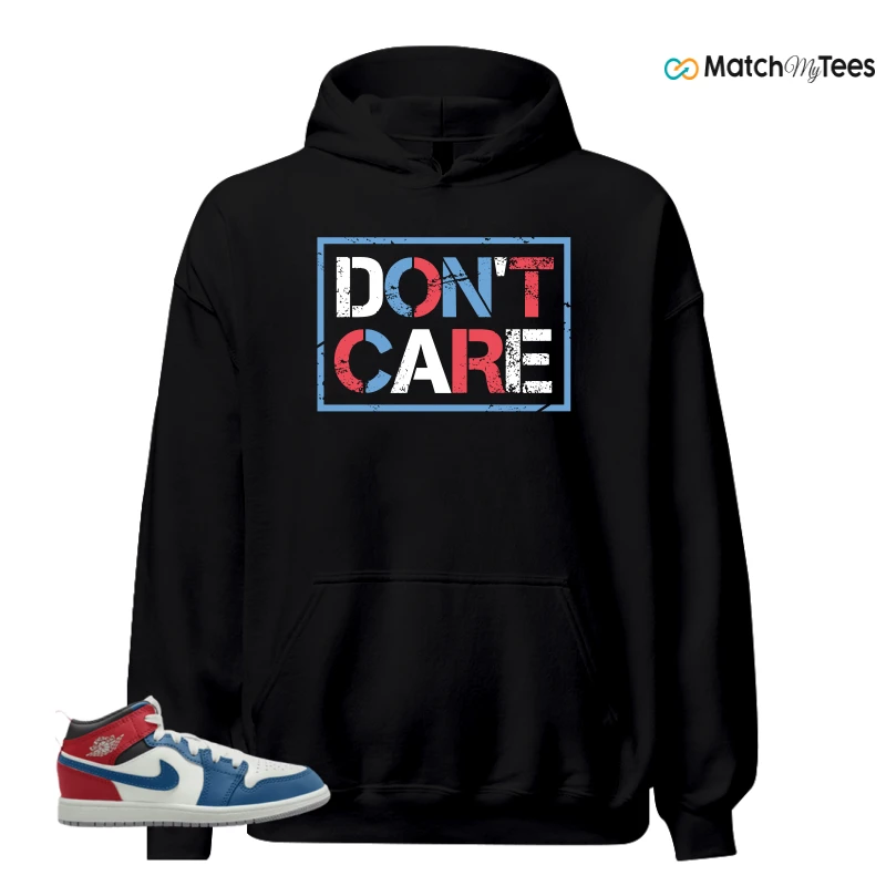 NIKE JORDAN 1 MID TRUE BLUE VARSITY RED (PS) SNEAKER Matching Tees hoodie